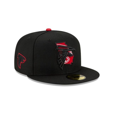 Black Atlanta Falcons Hat - New Era NFL State Logo Reflect 59FIFTY Fitted Caps USA6578149